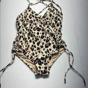 Kona Sol Leopard Swimsuit M NWT